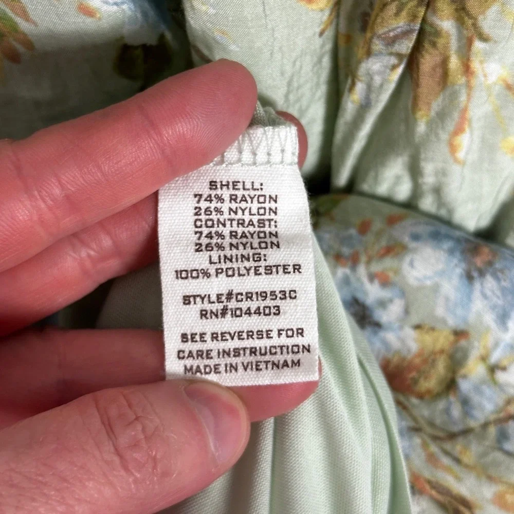 SOLD Floral Cottagecore Prairie Tiered Maxi Dress Size Large Tie Shoulders Boho - Picture 9 of 14